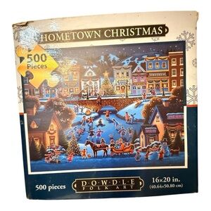 Dowdle Folk Art 500 Piece "Hometown Christmas" Puzzle NIB